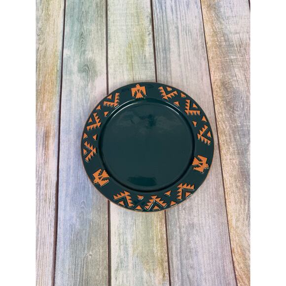 Frankhoma Plate Thunderbird Teal Native American Terra Cotta Salad Plate Vintage - Picture 2 of 7